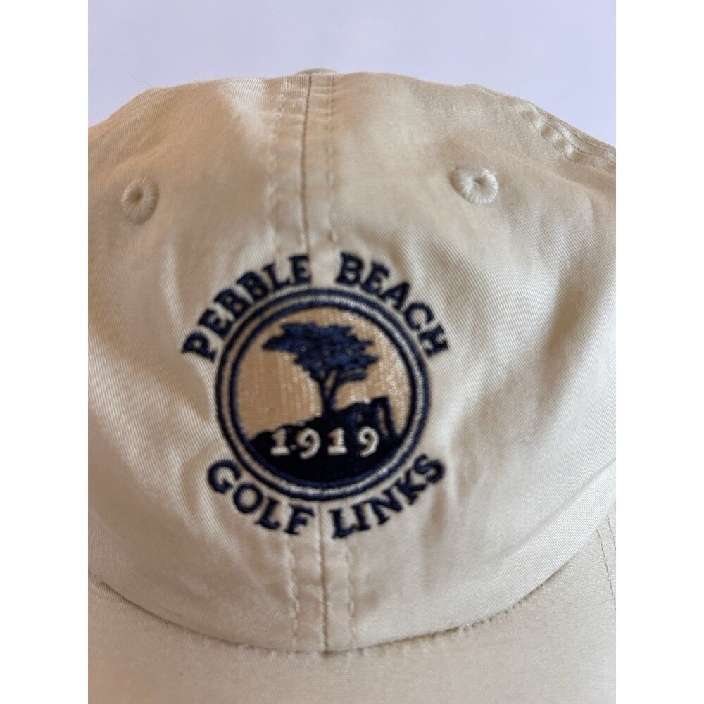 Pebble Beach Golf Links Hat Ahead Ball Cap Adjustable Cream Tan Vintage 1919 - Picture 2 of 9